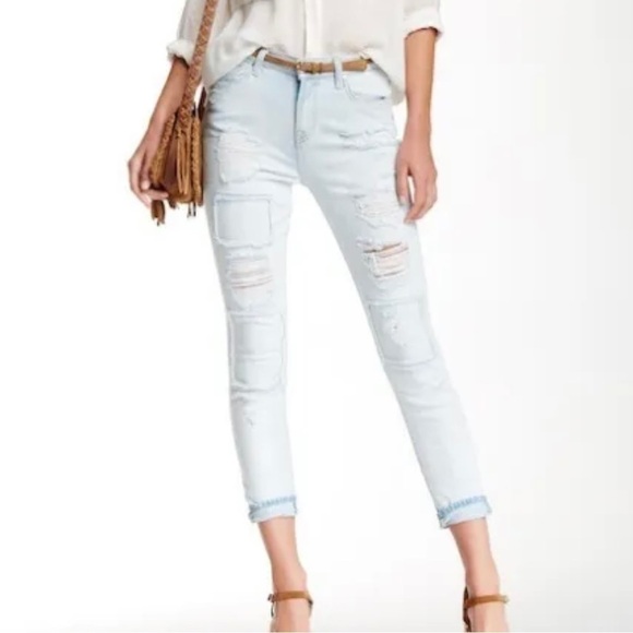 7 For All Mankind High Rise Distressed Ankle Skinny Jeans Size 24 - Picture 1 of 12